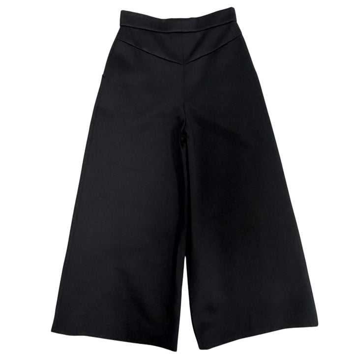 Excellent CHANEL Wide pants Anchor Button black cotton Women P59395V36806 34