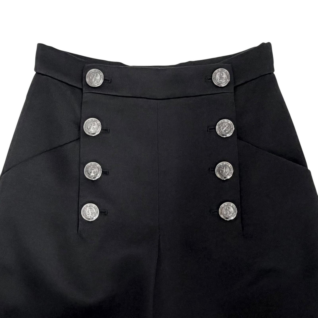 Excellent CHANEL Wide pants Anchor Button black cotton Women P59395V36806 34