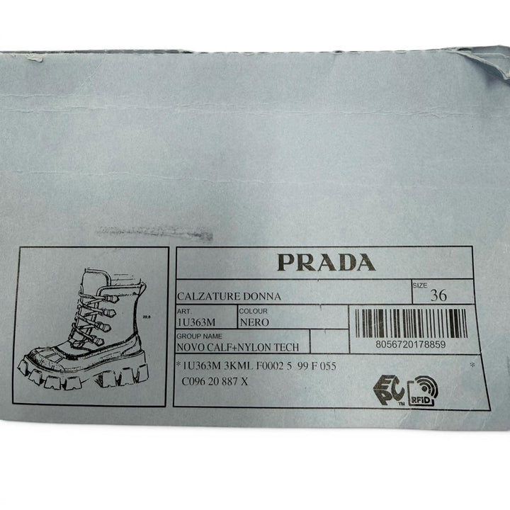 Pristine PRADA short boots monolith Logo lace-up boots black Women 36 1U363M