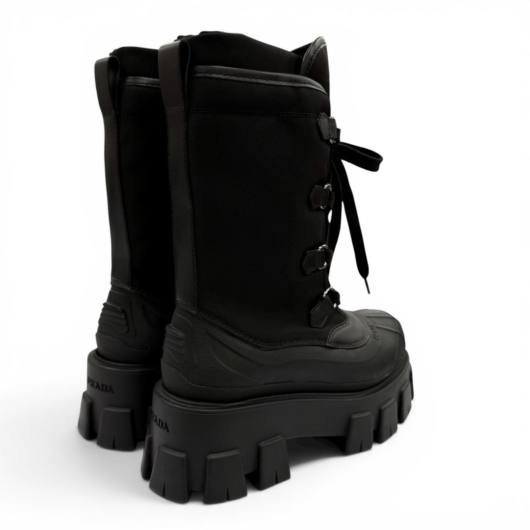 Pristine PRADA short boots monolith Logo lace-up boots black Women 36 1U363M