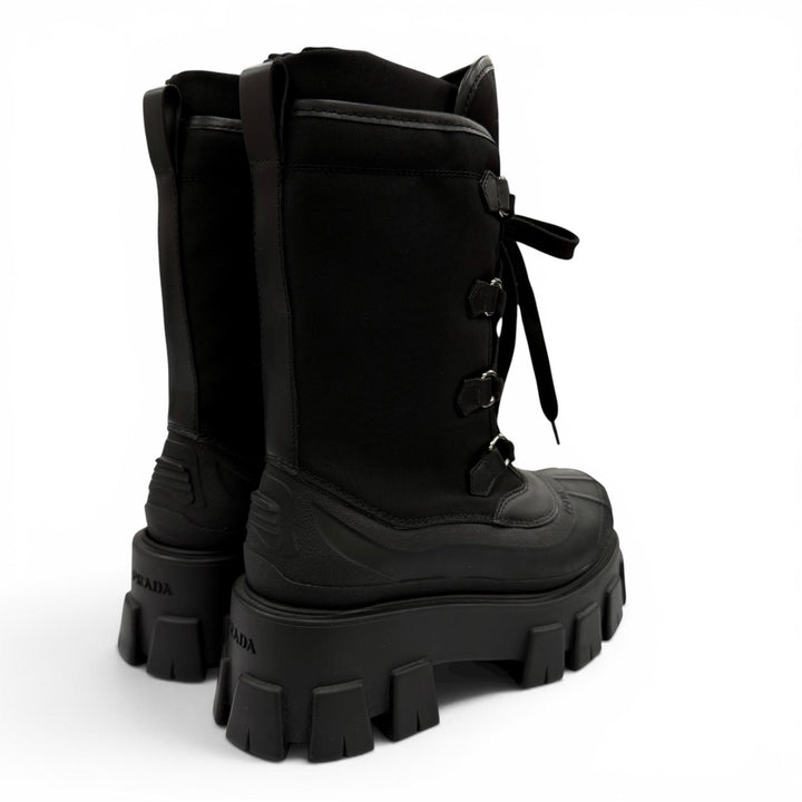 Pristine PRADA short boots monolith Logo lace-up boots black Women 36 1U363M