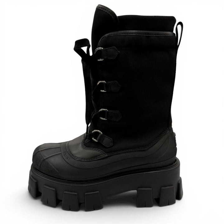 Pristine PRADA short boots monolith Logo lace-up boots black Women 36 1U363M