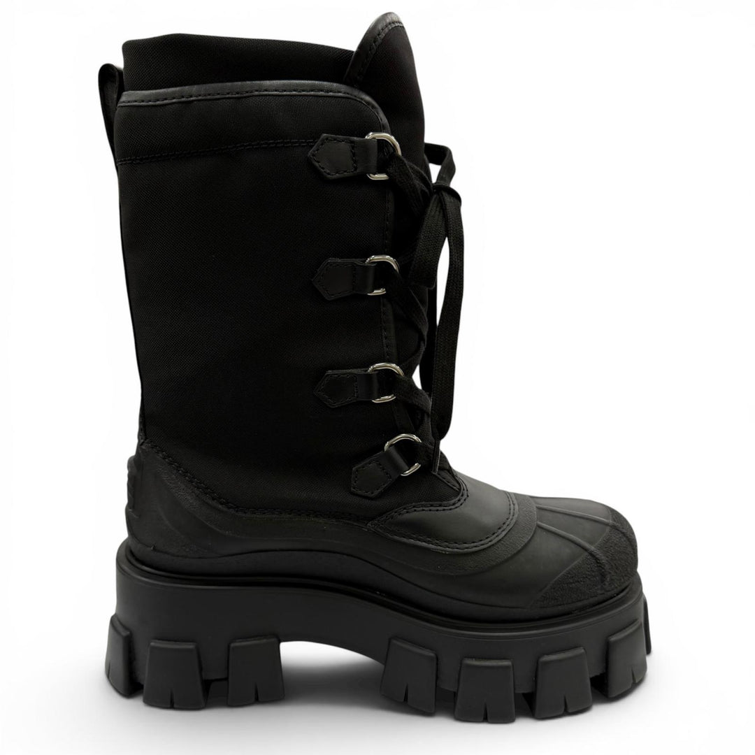 Pristine PRADA short boots monolith Logo lace-up boots black Women 36 1U363M