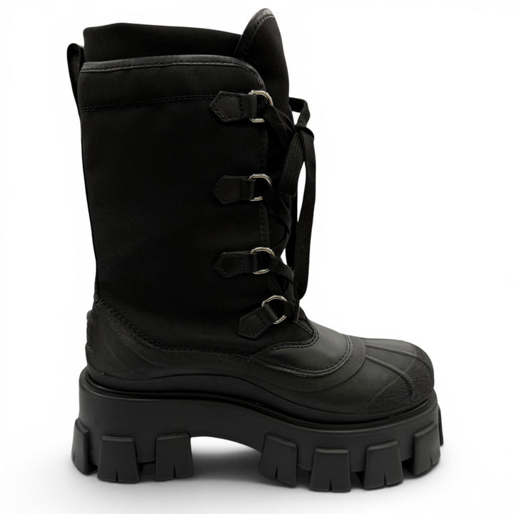 Pristine PRADA short boots monolith Logo lace-up boots black Women 36 1U363M