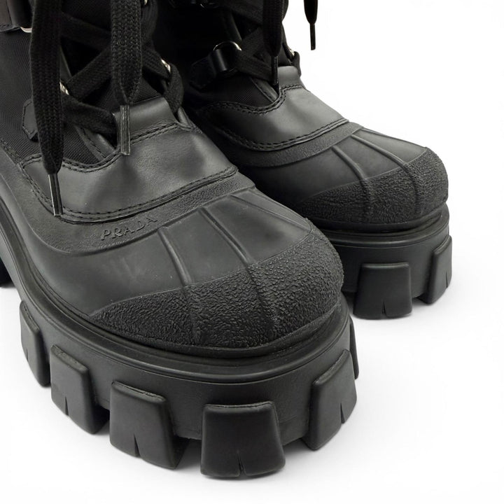 Pristine PRADA short boots monolith Logo lace-up boots black Women 36 1U363M