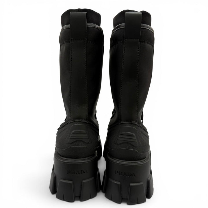 Pristine PRADA short boots monolith Logo lace-up boots black Women 36 1U363M