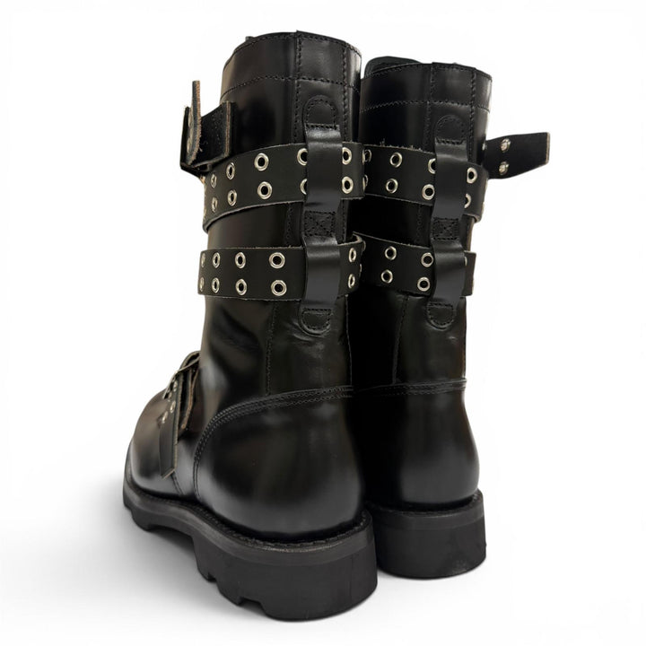 Pristine ORIMI boots STRAPPED BIKER BOOTS Belt design biker black leather 42