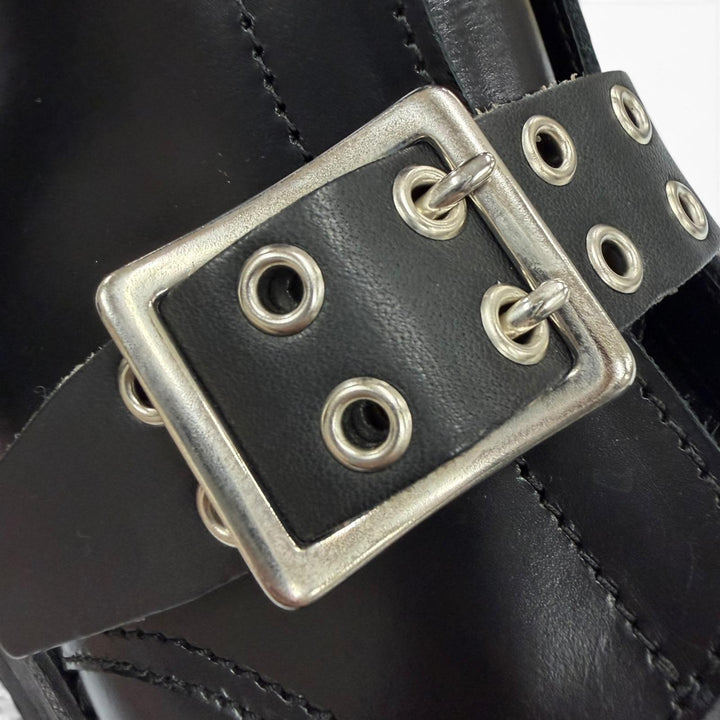 Pristine ORIMI boots STRAPPED BIKER BOOTS Belt design biker black leather 42