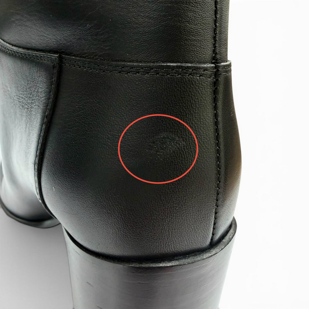 Great CHANEL Knee-high boots COCO Mark leather black leather Women 37.5 G32009