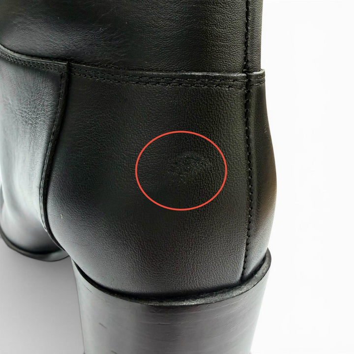 Great CHANEL Knee-high boots COCO Mark leather black leather Women 37.5 G32009