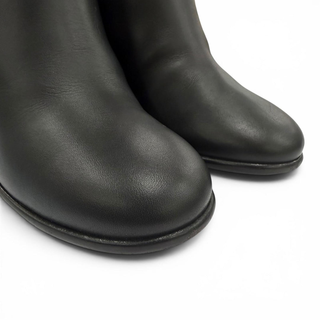 Great CHANEL Knee-high boots COCO Mark leather black leather Women 37.5 G32009
