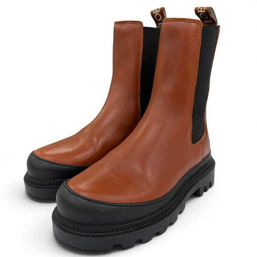 Excellent LOEWE short boots chelsea boots side gore boots Brown leather Women 35