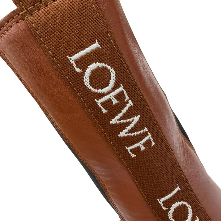 Excellent LOEWE short boots chelsea boots side gore boots Brown leather Women 35