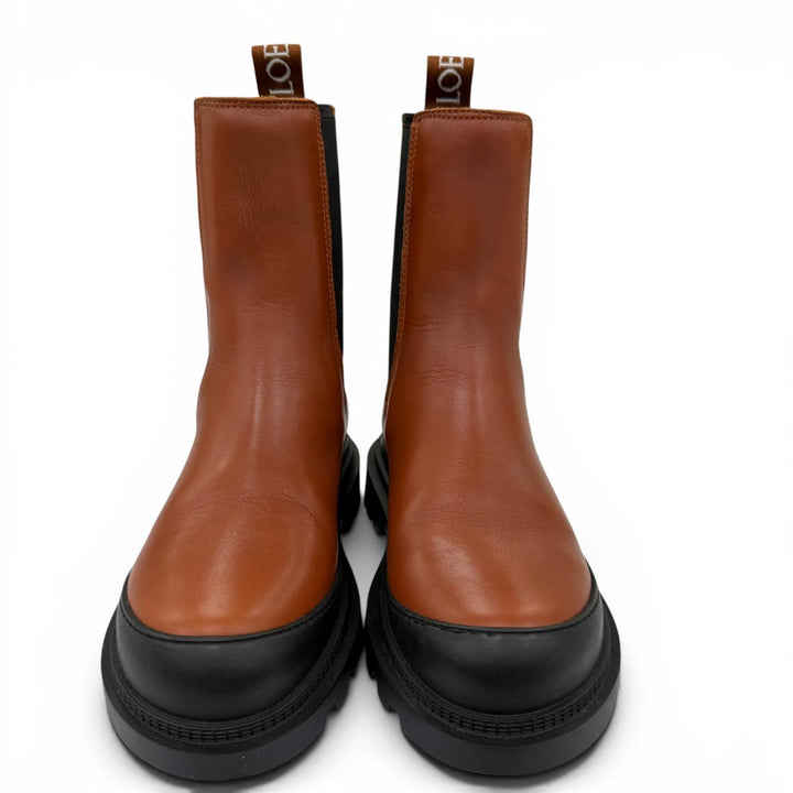 Excellent LOEWE short boots chelsea boots side gore boots Brown leather Women 35