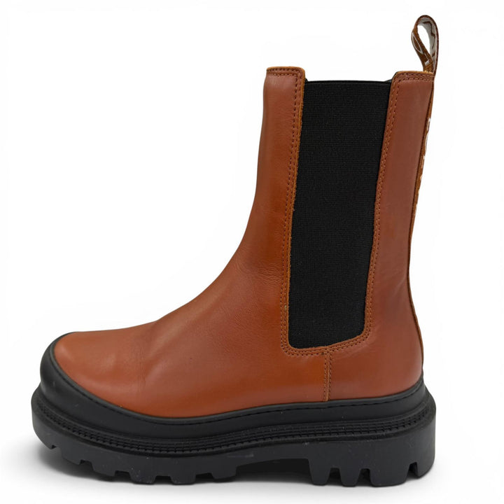 Excellent LOEWE short boots chelsea boots side gore boots Brown leather Women 35