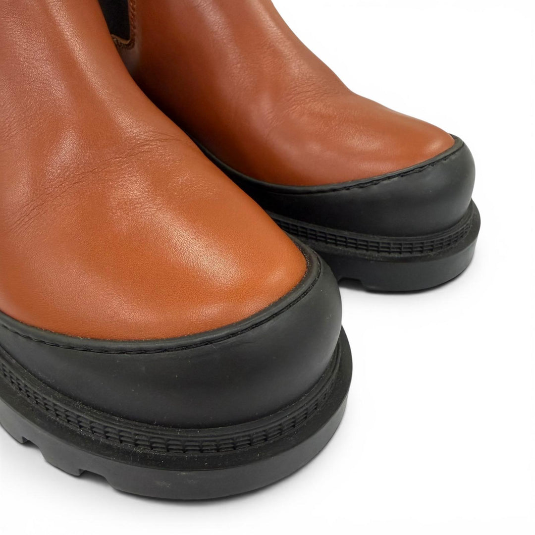 Excellent LOEWE short boots chelsea boots side gore boots Brown leather Women 35