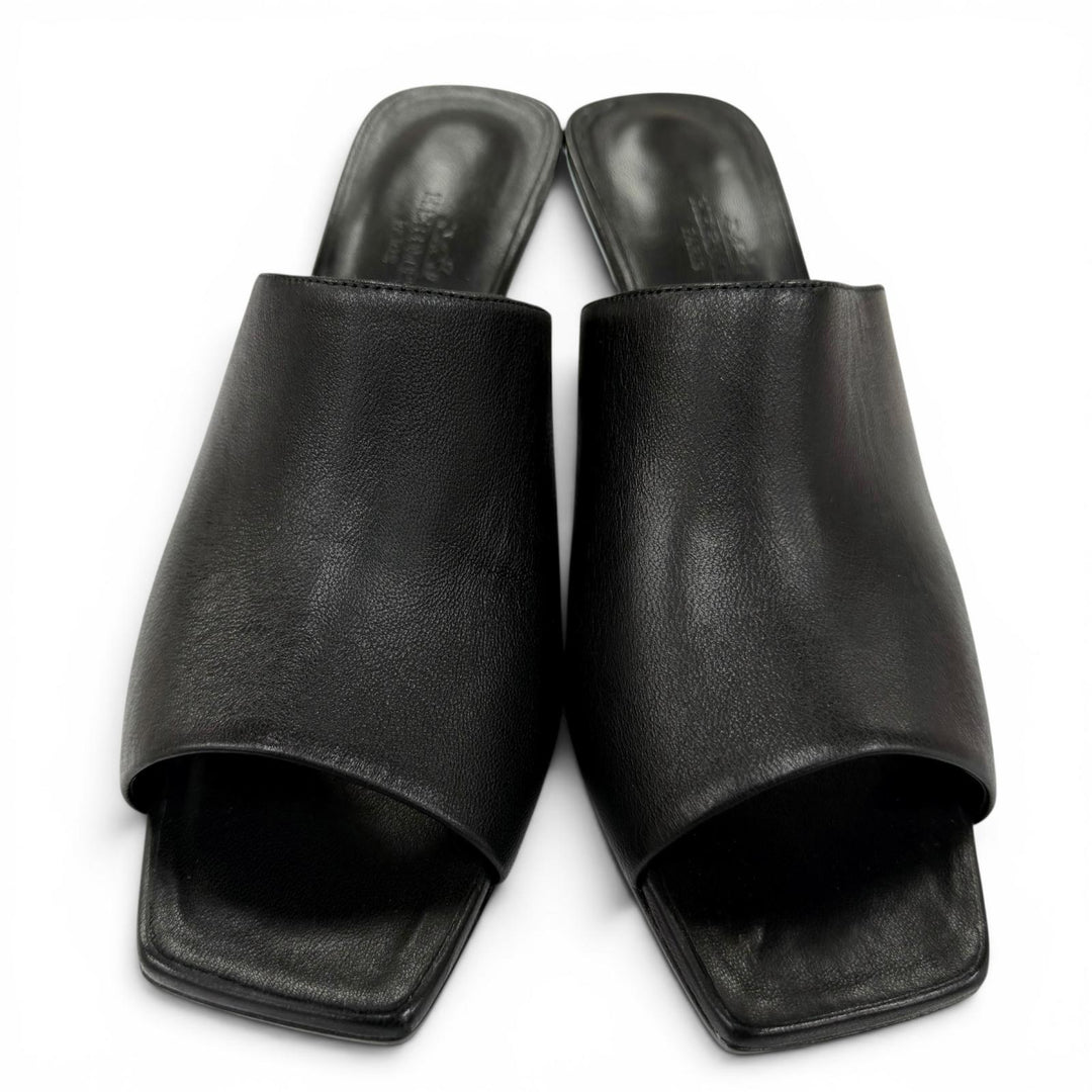 Excellent HERMES Sandals Iconic Chaine d'Ancre heel leather black Women 38