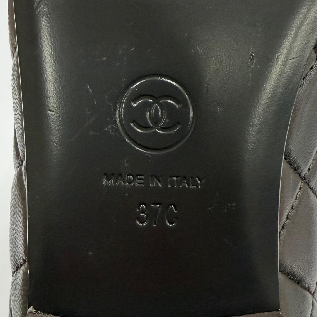 Great CHANEL Ballet shoes ballerina COCO Mark Matrasse leather 37 23A G45047