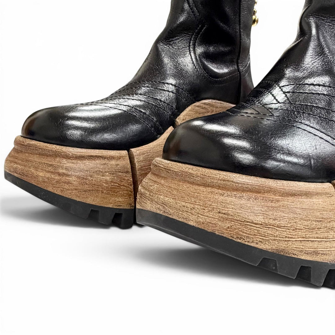 Pristine LOUIS VUITTON Ankle boots LV Zoom Line Wood heel platform 37