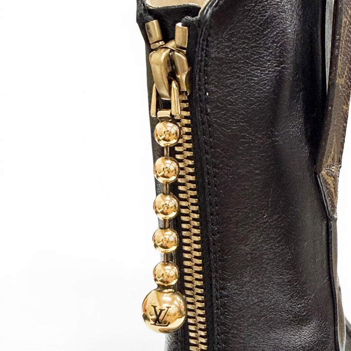 Pristine LOUIS VUITTON Ankle boots LV Zoom Line Wood heel platform 37