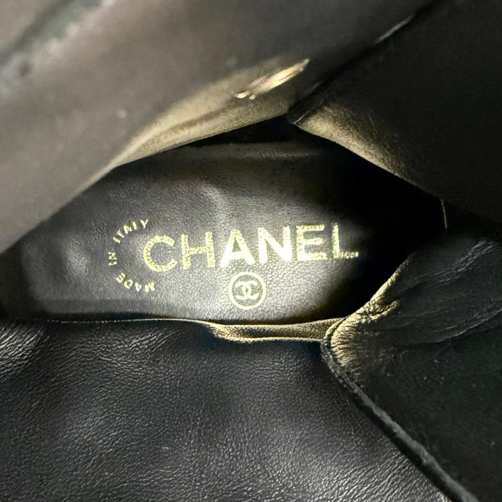 Excellent CHANEL short boots COCO Mark Matelasse Lace-Up black 37.5 G37956X01000