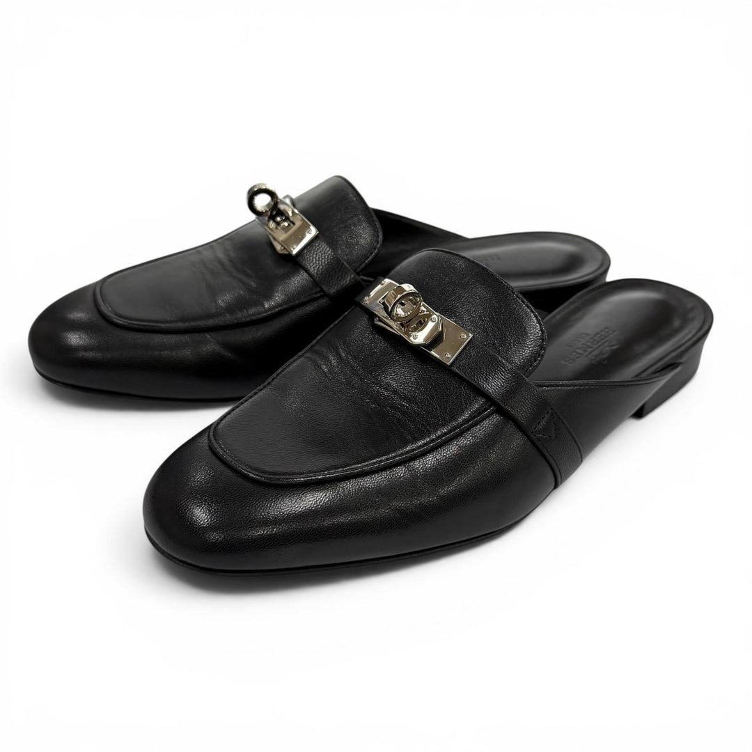 Great HERMES Mule Oz kelly buckle black Shave Women 35.5 H212295Z 01390