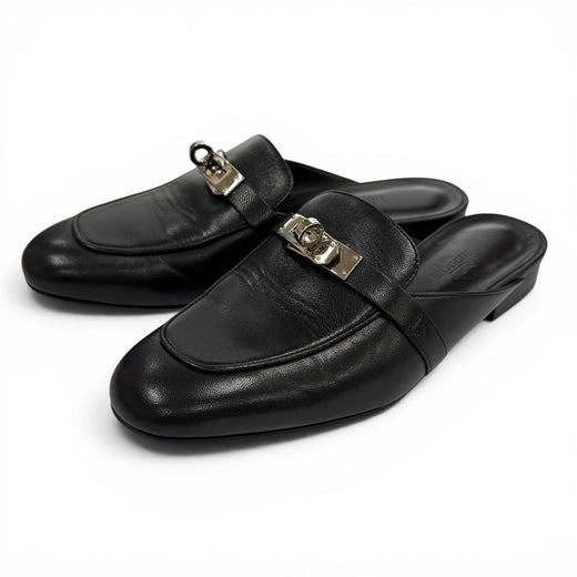 Great HERMES Mule Oz kelly buckle black Shave Women 35.5 H212295Z 01390
