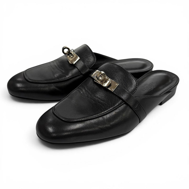 Great HERMES Mule Oz kelly buckle black Shave Women 35.5 H212295Z 01390