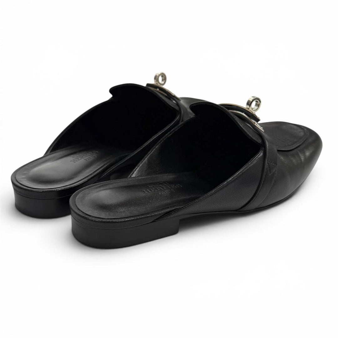 Great HERMES Mule Oz kelly buckle black Shave Women 35.5 H212295Z 01390