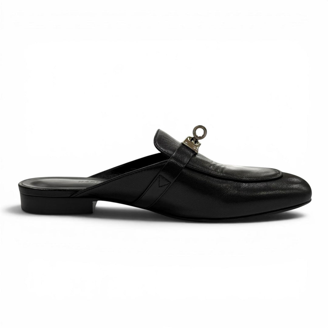 Great HERMES Mule Oz kelly buckle black Shave Women 35.5 H212295Z 01390