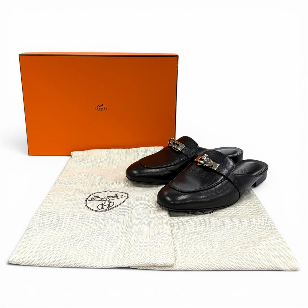 Great HERMES Mule Oz kelly buckle black Shave Women 35.5 H212295Z 01390