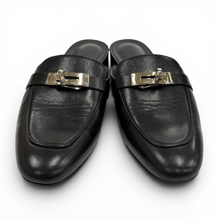 Great HERMES Mule Oz kelly buckle black Shave Women 35.5 H212295Z 01390