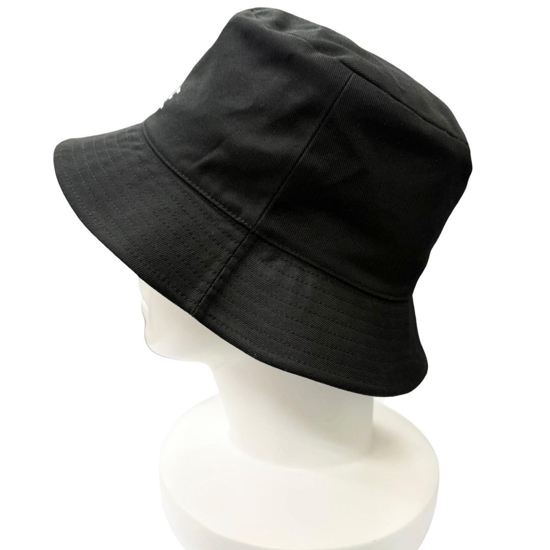 Great CELINE hat Logo Gabardine Cotton Bucket black cotton mens S