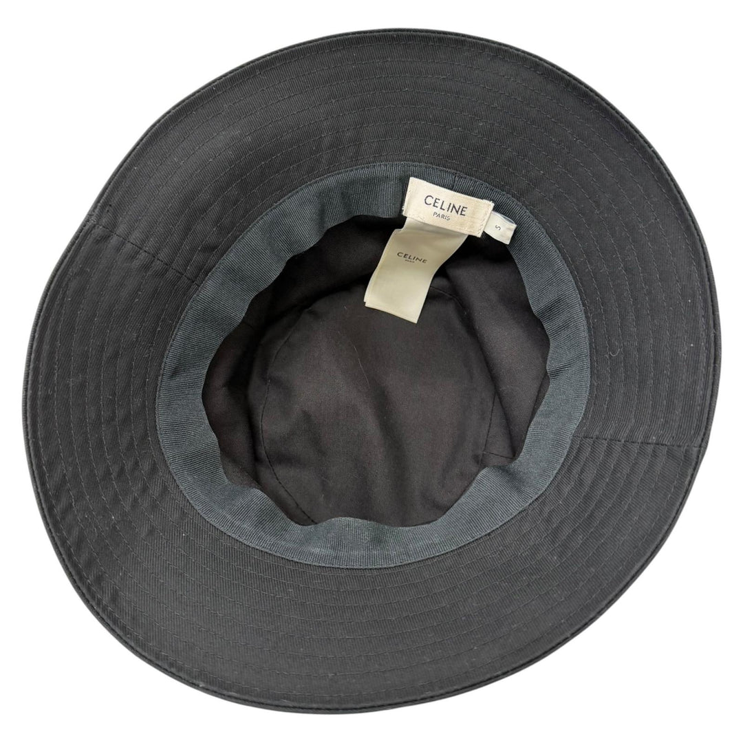 Great CELINE hat Logo Gabardine Cotton Bucket black cotton mens S