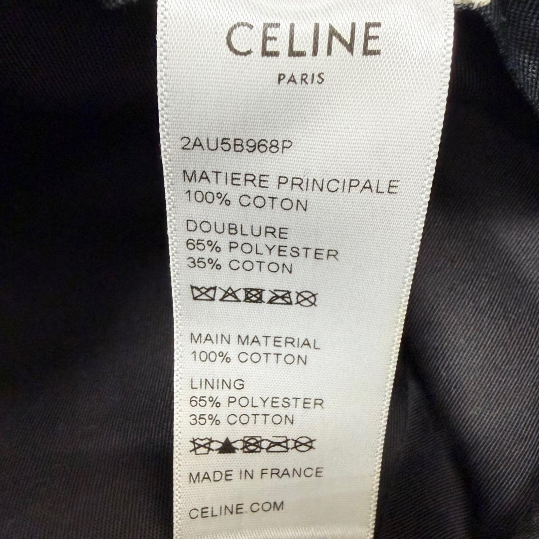 Great CELINE hat Logo Gabardine Cotton Bucket black cotton mens S