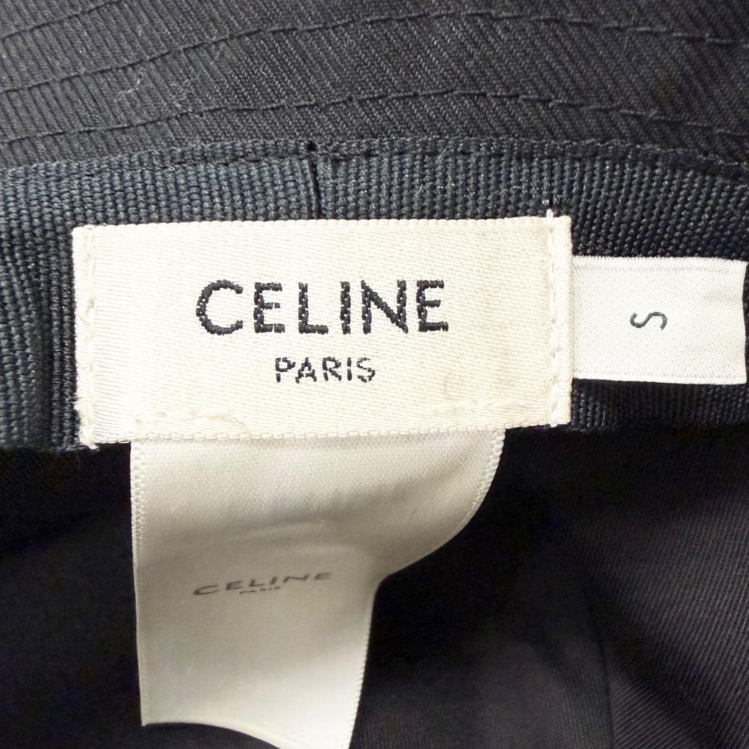 Great CELINE hat Logo Gabardine Cotton Bucket black cotton mens S