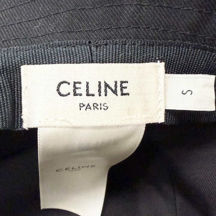 Great CELINE hat Logo Gabardine Cotton Bucket black cotton mens S