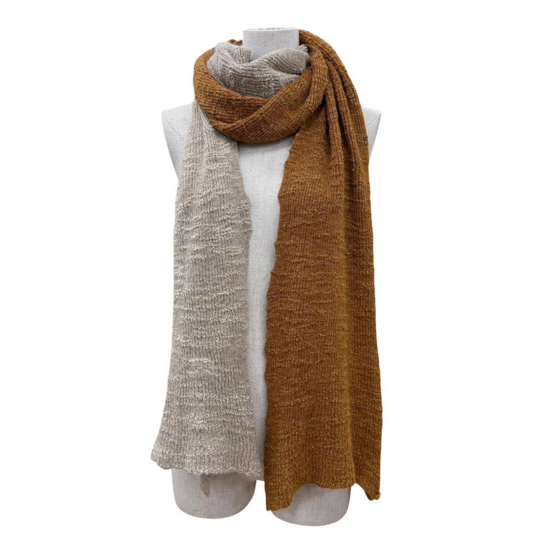Great CHANEL Scarf Linen blend COCO Mark metal buttons Brown alpaca P54529K07098