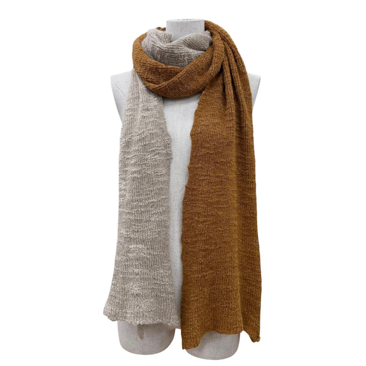 Great CHANEL Scarf Linen blend COCO Mark metal buttons Brown alpaca P54529K07098