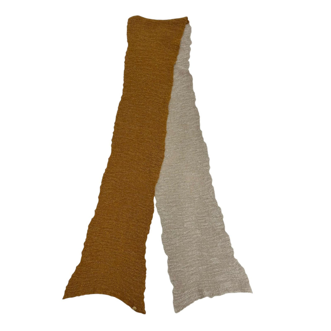 Great CHANEL Scarf Linen blend COCO Mark metal buttons Brown alpaca P54529K07098