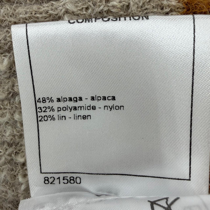 Great CHANEL Scarf Linen blend COCO Mark metal buttons Brown alpaca P54529K07098