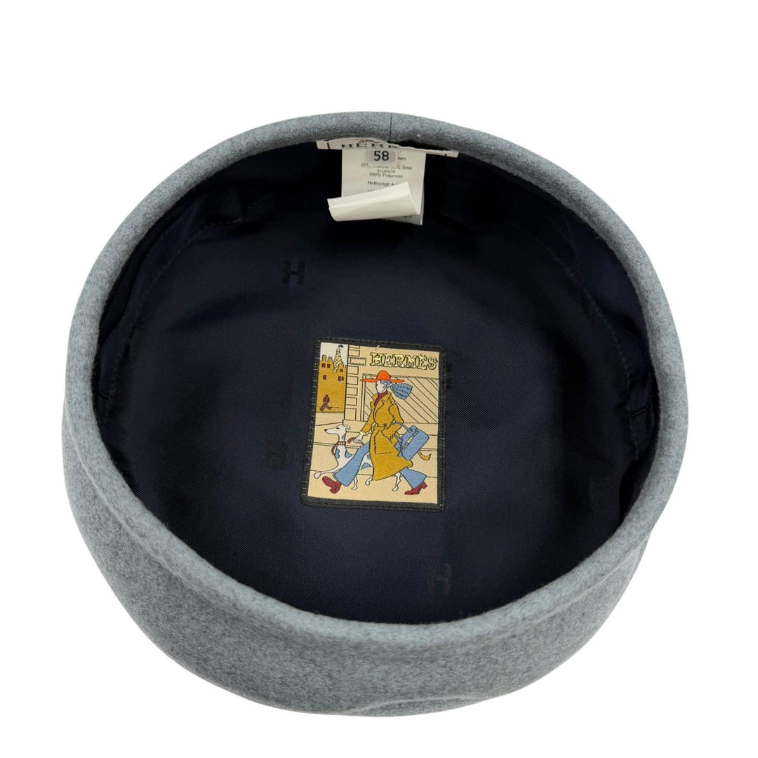 Excellent HERMES beret Saint-Honoré Clou de Selle Serie Metal cashmere Women 58