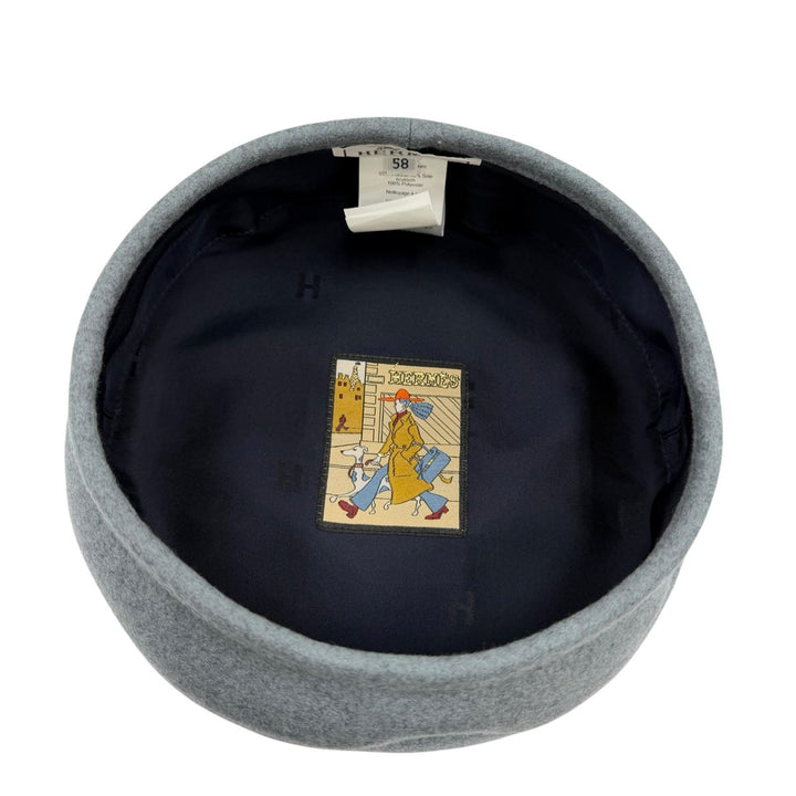 Excellent HERMES beret Saint-Honoré Clou de Selle Serie Metal cashmere Women 58