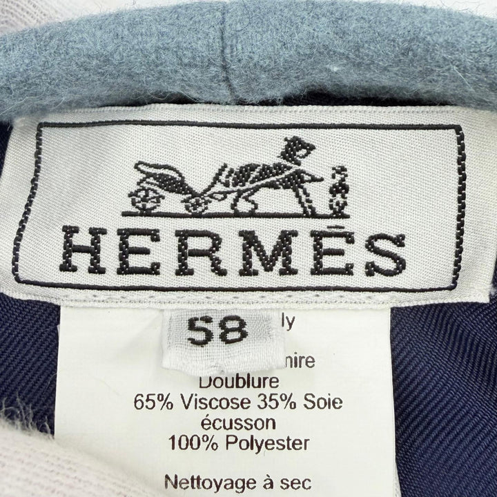 Excellent HERMES beret Saint-Honoré Clou de Selle Serie Metal cashmere Women 58