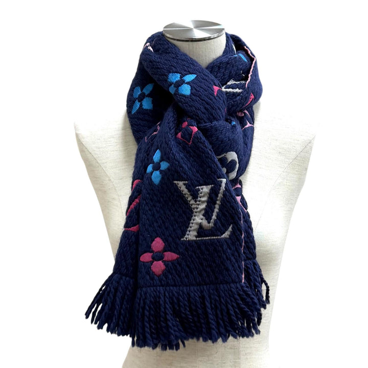 Great LOUIS VUITTON Scarf Escalp Logo Mania fringe wool Women M70899