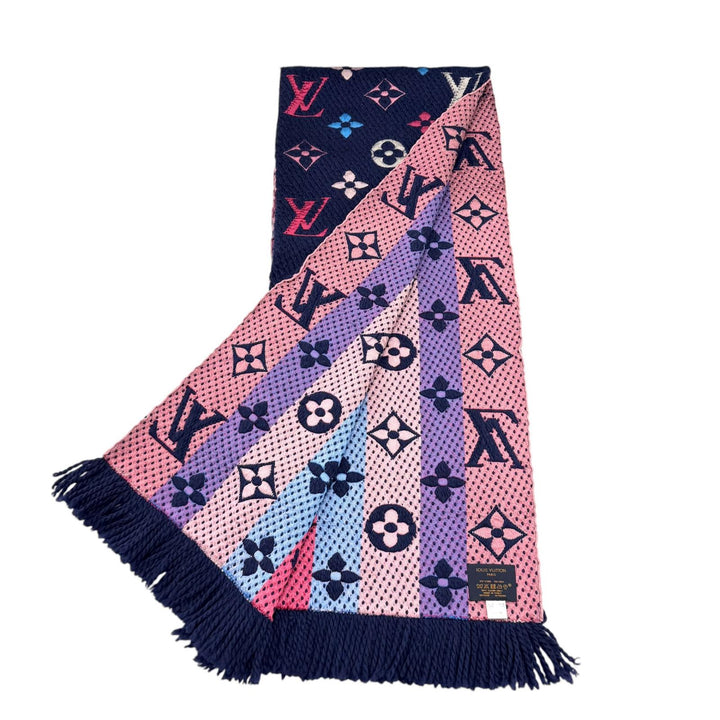 Great LOUIS VUITTON Scarf Escalp Logo Mania fringe wool Women M70899