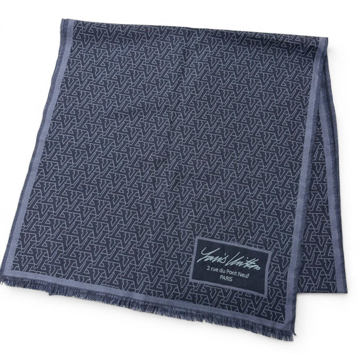 Great LOUIS VUITTON Scarf LV Standout Logo Print Scarf Navy wool mens M79639