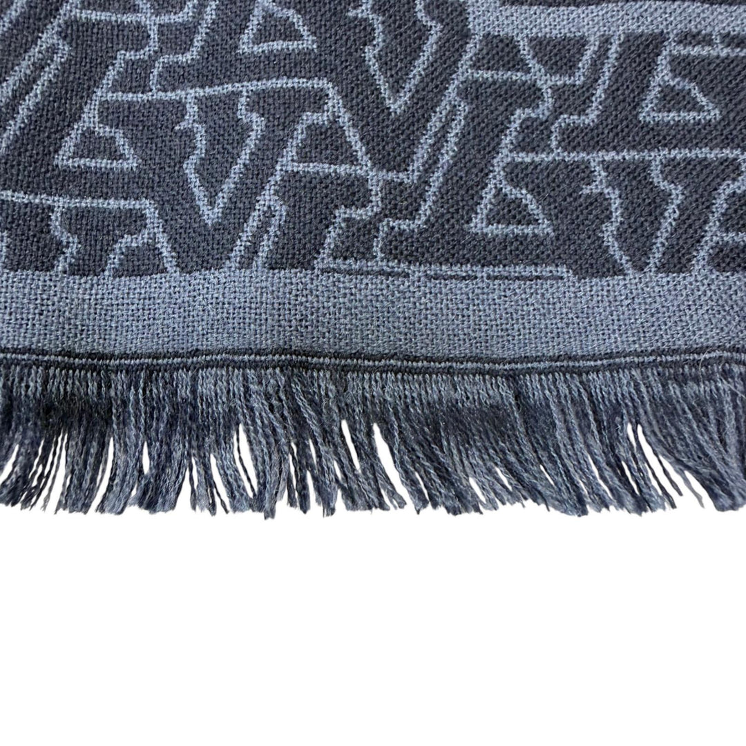 Great LOUIS VUITTON Scarf LV Standout Logo Print Scarf Navy wool mens M79639