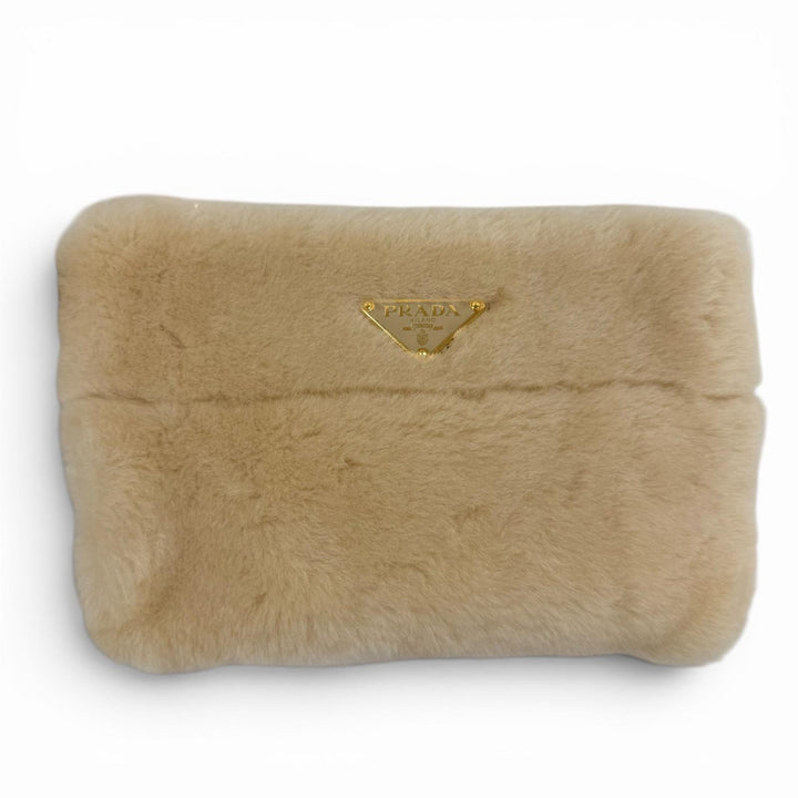 Excellent PRADA Shoulder Bag Terry Shearling Tote Triangle logo 2WAY 1BG447