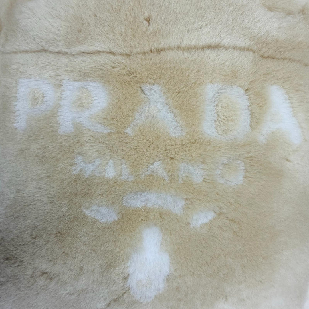 Excellent PRADA Shoulder Bag Terry Shearling Tote Triangle logo 2WAY 1BG447